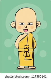Buddhist monk cartoon style