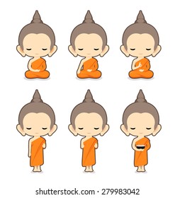 Buddhist Monk Character Design-Vector Illustration