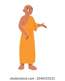 buddhist monk character isolated design