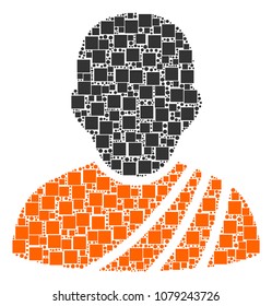 Buddhist Monk collage icon of squares and circle particles in different sizes. Vector objects are composed into buddhist monk illustration design concept.