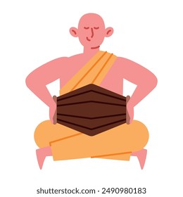 buddhist monk with drum isolated