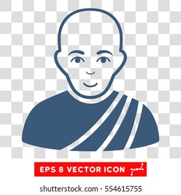 Buddhist Monk EPS vector icon. Illustration style is flat iconic blue symbol on chess transparent background.