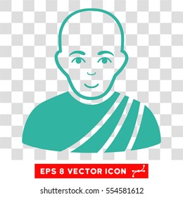 Buddhist Monk EPS vector pictograph. Illustration style is flat iconic cyan symbol on chess transparent background.