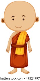 Buddhist monk with happy face illustration: stockvector