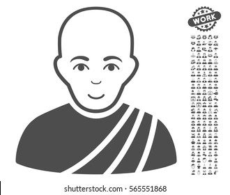 Buddhist Monk icon with bonus men pictures. Vector illustration style is flat iconic gray symbols on white background.