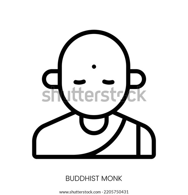 Buddhist Monk Icon Line Art Style Stock Vector (Royalty Free ...