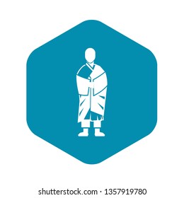 Buddhist monk icon in simple style isolated on white background