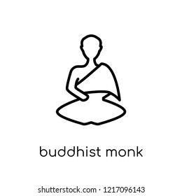 Buddhist monk icon. Trendy modern flat linear vector Buddhist monk icon on white background from thin line Religion collection, editable outline stroke vector illustration