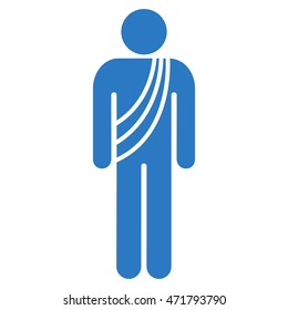Buddhist Monk icon. Vector style is flat iconic symbol, smooth blue color, white background.