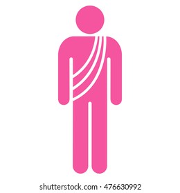 Buddhist Monk icon. Vector style is flat iconic symbol, pink color, white background.
