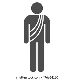 Buddhist Monk icon. Vector style is flat iconic symbol, gray color, white background.