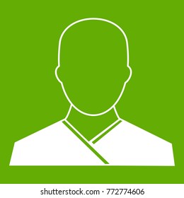 Buddhist monk icon white isolated on green background. Vector illustration