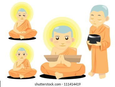 Buddhist monk  isolated on white background