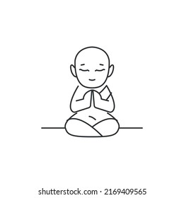 Buddhist Monk Line Art Design Kid Stock Vector (Royalty Free ...