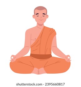 buddhist monk in lotus pose illustration isolated