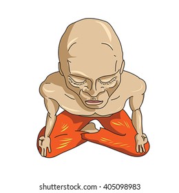 Buddhist Monk in Lotus Position Meditates