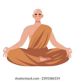 buddhist monk meditating illustration isolated