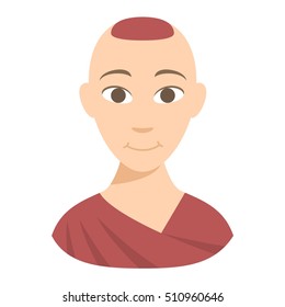Buddhist monk meditating isolated