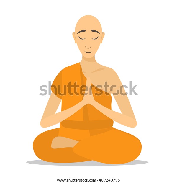 Buddhist Monk Meditating Isolated Cartoon Design Stock Vector (Royalty ...