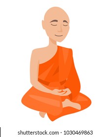 Buddhist Monk Meditating Vector Illustration Stock Vector (Royalty Free ...