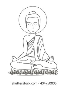 Buddhist Monk Meditation Stock Vector (Royalty Free) 434750035