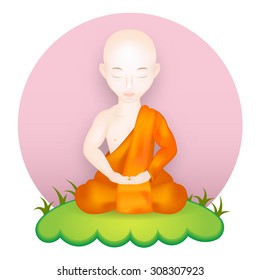 Buddhist Monk Meditation Pose Vector Illustration Stock Vector (royalty 