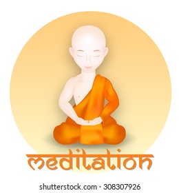 Buddhist Monk in meditation pose. Vector Illustration. Vector icon