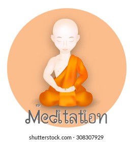 Buddhist Monk in meditation pose. Vector Illustration. Vector icon
