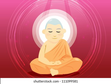 Buddhist monk meditation in sitting pose