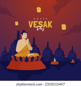 Buddhist monk meditation worship to celebrate Vesak Day