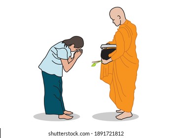 Buddhist Monk on illustration graphic vector