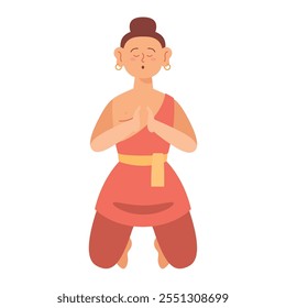 buddhist monk on the knees isolated design