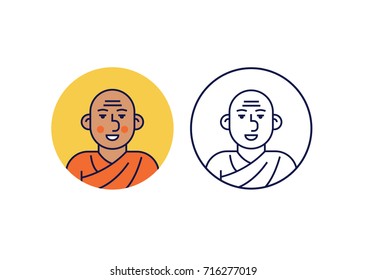 Buddhist monk in orange clothes.