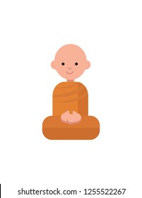 Buddhist monk in orange robes. vector character clip art illustration.