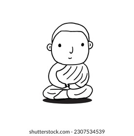 Buddhist Monk, outline drawing style vector
