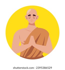 buddhist monk portrait illustration isolated