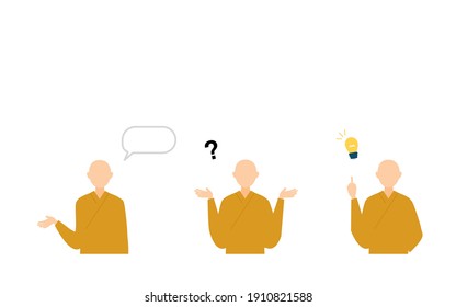 Buddhist monk pose set, upper body