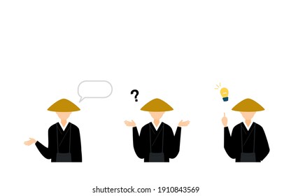 Buddhist monk pose set, upper body