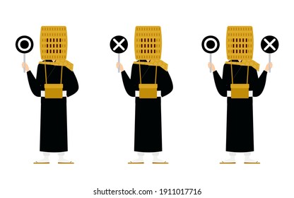 Buddhist monk pose set, whole body