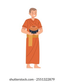 buddhist monk with pot isolated design