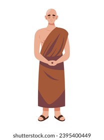buddhist monk prayer illustration isolated