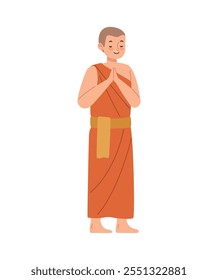 buddhist monk praying isolated design