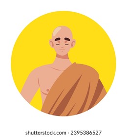 buddhist monk profile illustration isolated