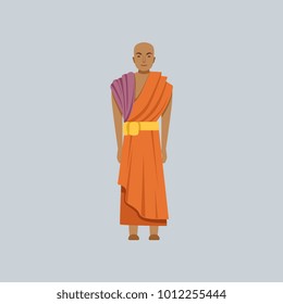 Buddhist monk, representative of religious confession vector Illustration