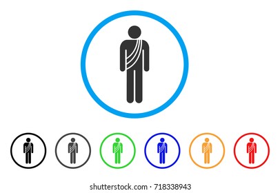 Buddhist Monk rounded icon. Style is a flat buddhist monk gray symbol inside light blue circle with black, gray, green, blue, red, orange versions. Vector designed for web and software interfaces.