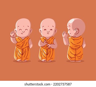 buddhist monk, set vector design