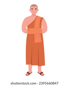 buddhist monk standing illustration isolated