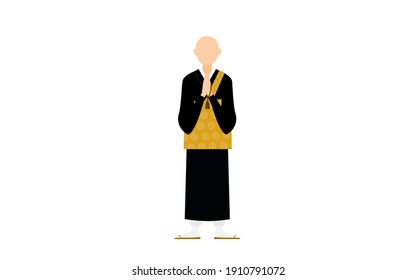 Buddhist Monk Standing, Praying Monk