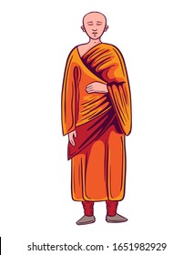 buddhist monk standing vector illustration