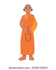 buddhist monk with traditional clothes isolated